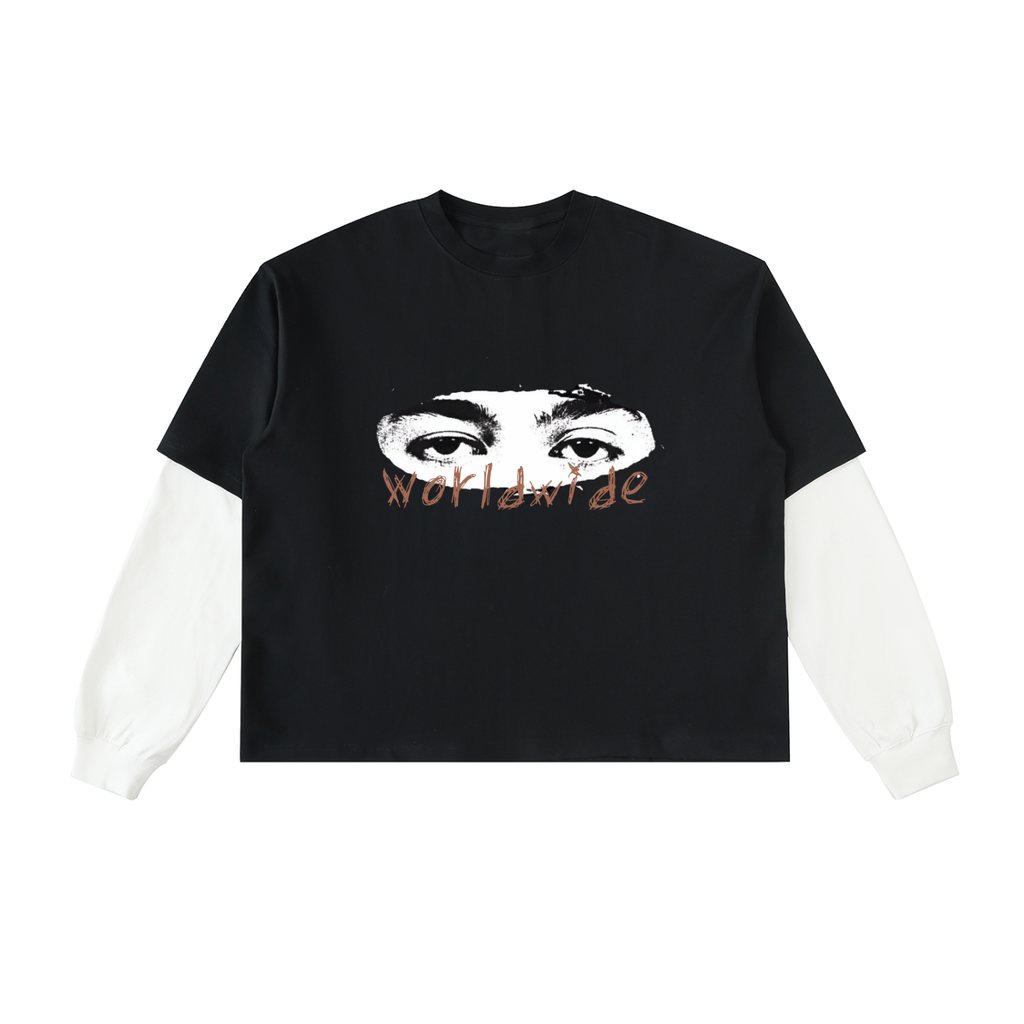 Layered Contrast Sleeve Cotton TMW1 T-Shirt