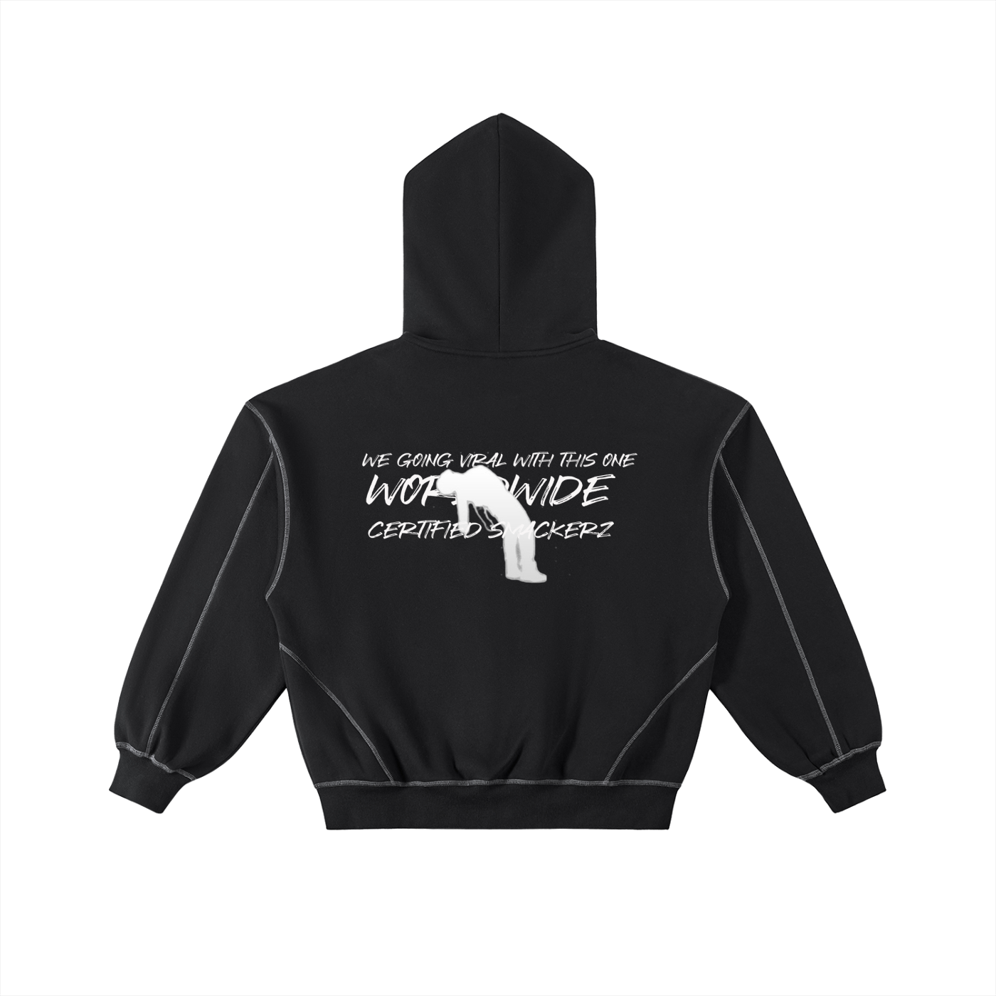 Contrast-Stitched Boxy Fleece Zip Hoodie